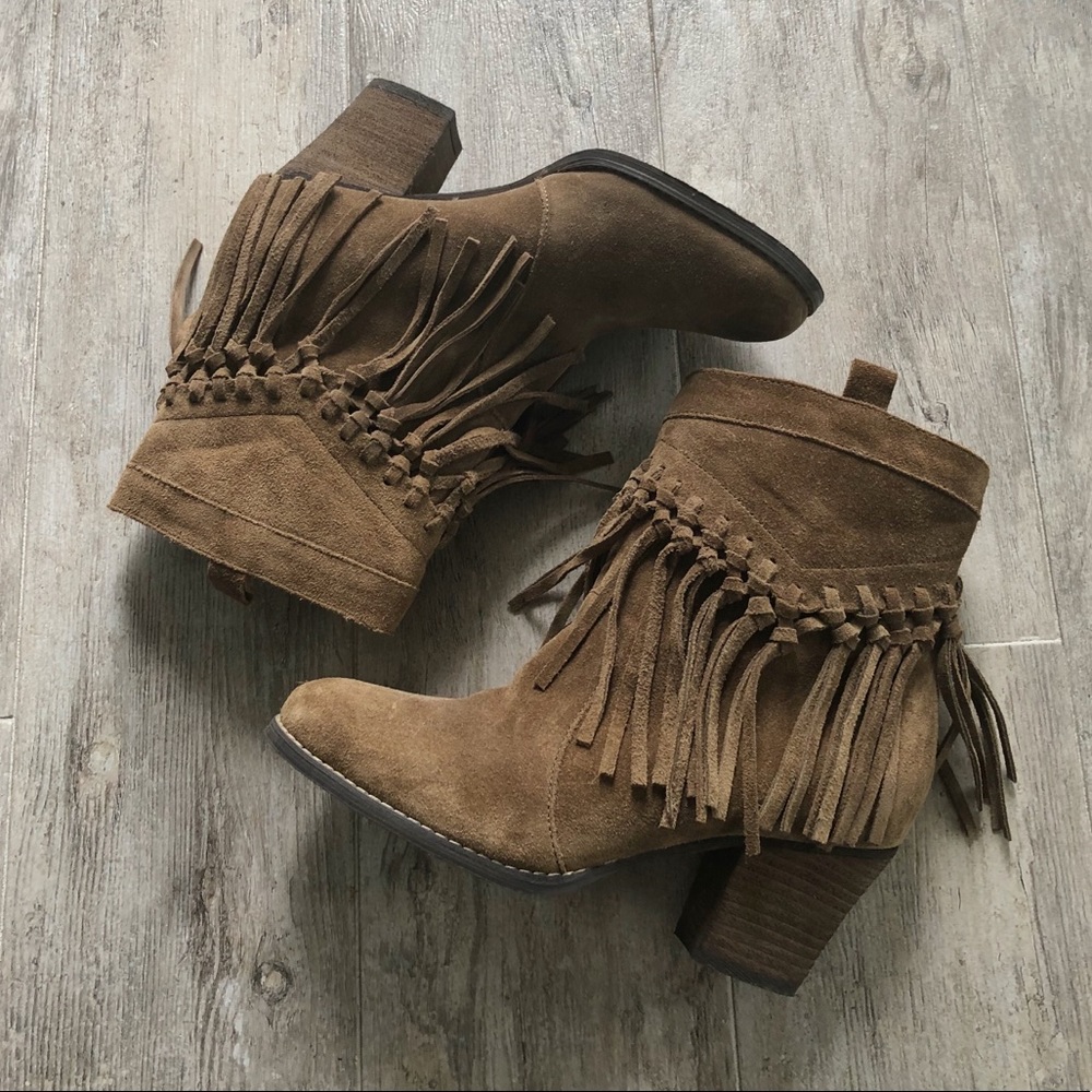 Suede Fringe Booties